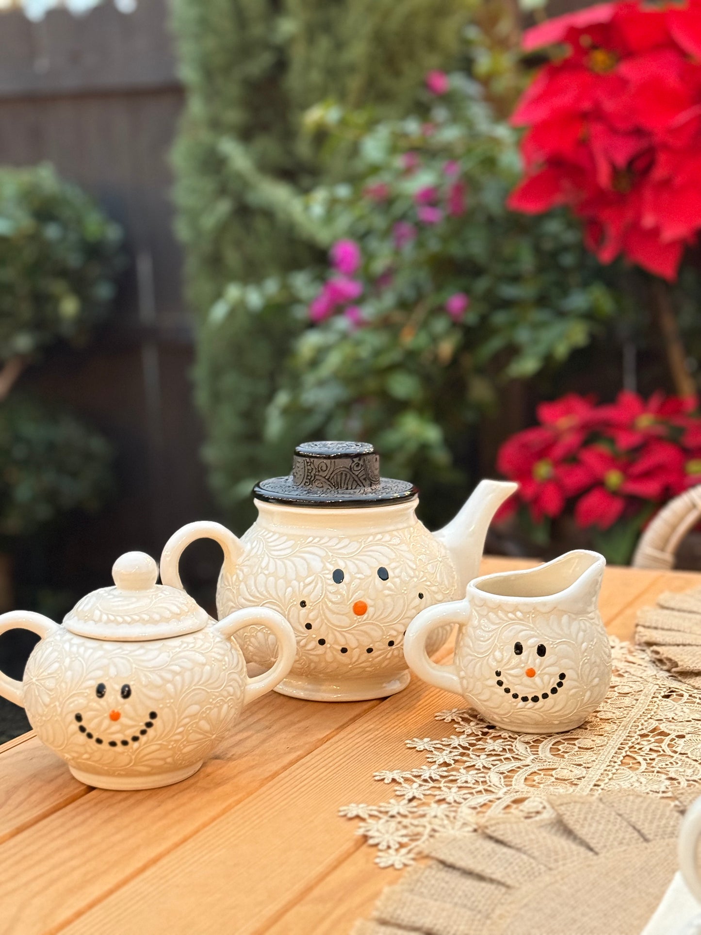 snow man tea set