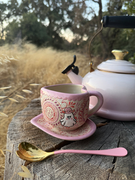 PRE-ORDER pink ghost tacita & plate set