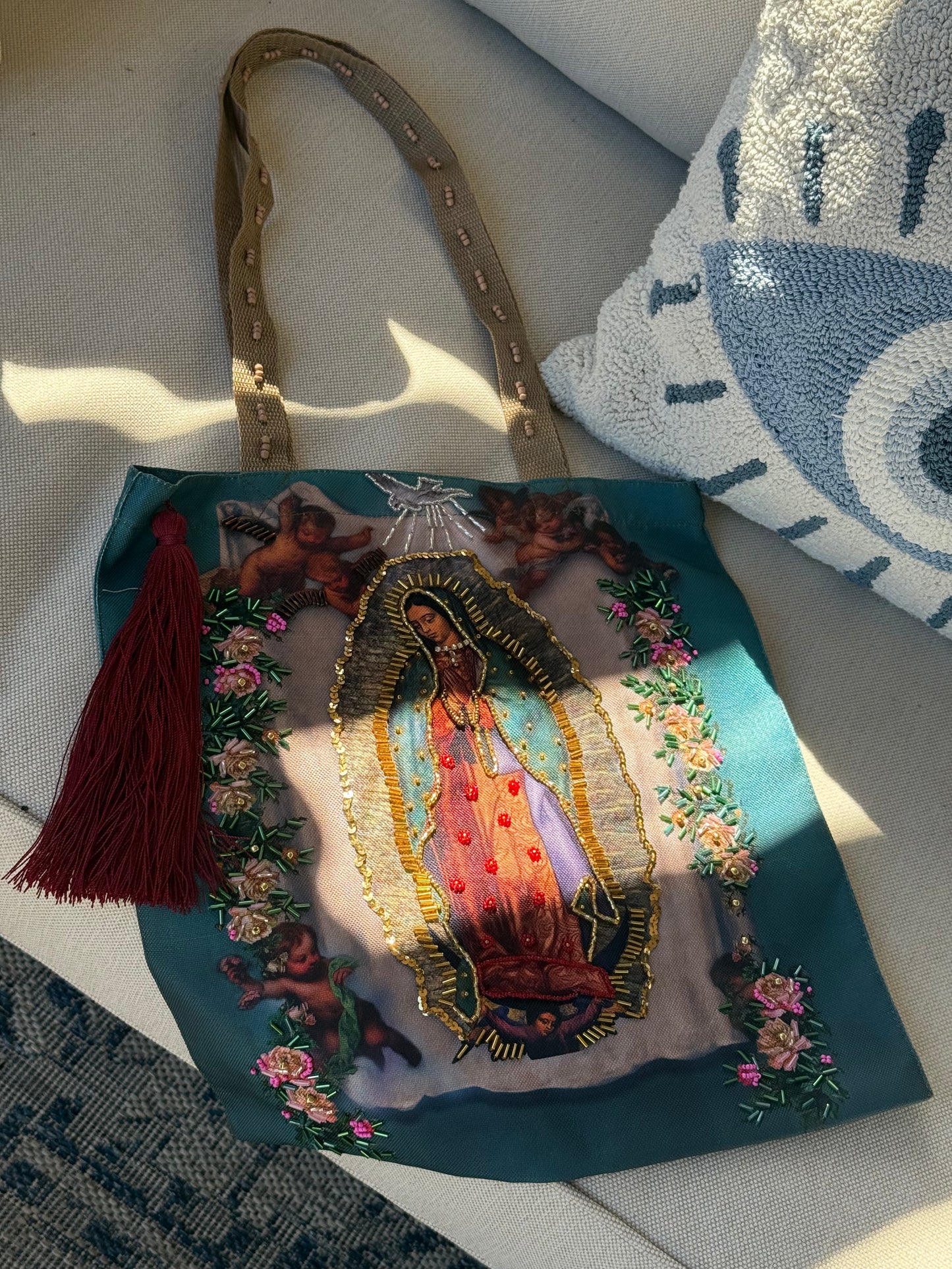 virgencita tote bag (turqueza)
