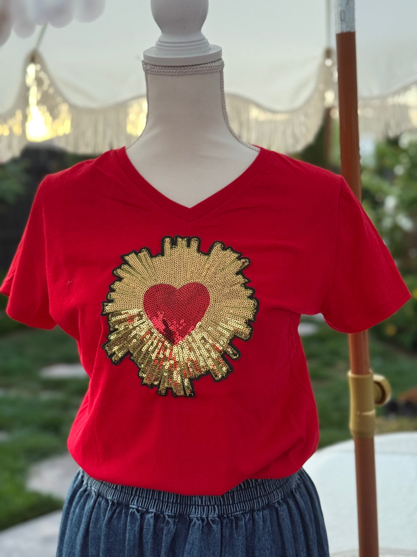 red and gold corazon top