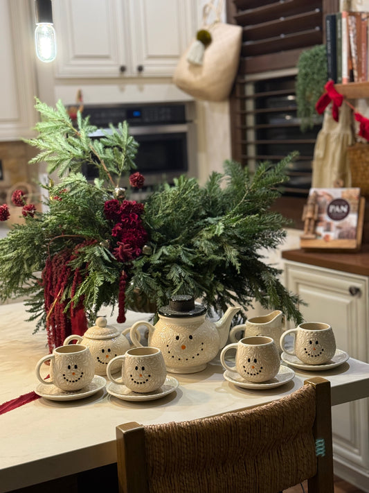 snow man tea set